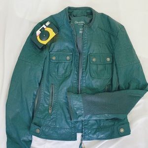 Leather jacked with buttons